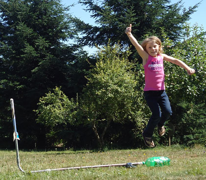 Five, four, three. two, one...wait! Who's launching herethe rocket or the camper?