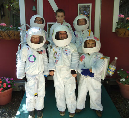 Campers made their own spacesuits, helmets, backpacks, 